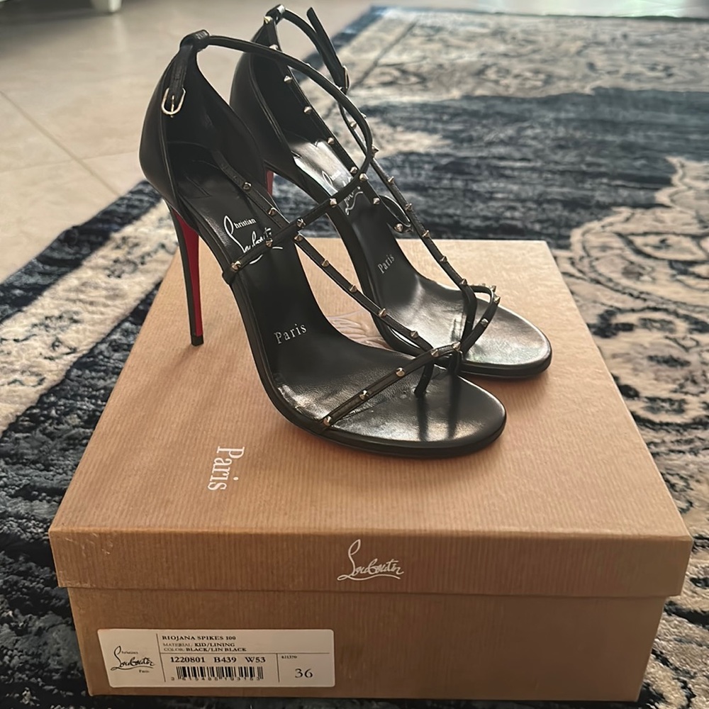 Size 36 Christian Loubitin Riojana Spikes 100 in Black. Never worn.